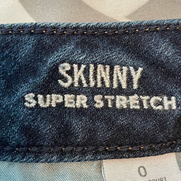 American Eagle Super Stretch Skinny Jeans Blue Dark Wash Denim Low Rise 0 - Picture 7 of 9